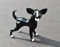 Chihuahua Figurine, Chihuahua Gifts, Black Chihuahua, Dog Memorial Gift, Chihuahua Art, Blown Glass Animals, Chihuahua Statue, Glass Dog