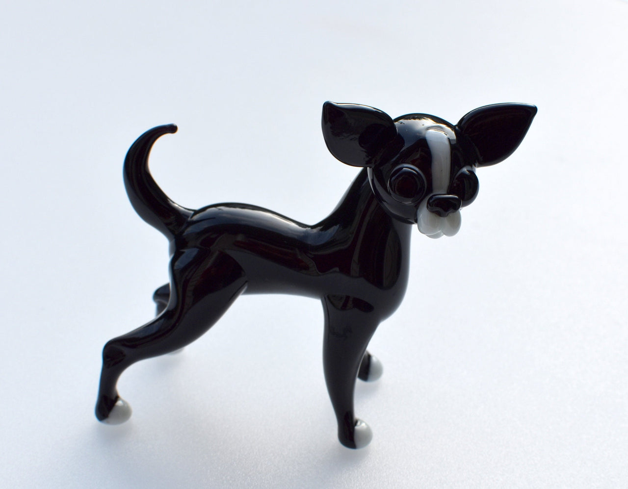 Chihuahua Figurine, Chihuahua Gifts, Black Chihuahua, Dog Memorial Gift, Chihuahua Art, Blown Glass Animals, Chihuahua Statue, Glass Dog