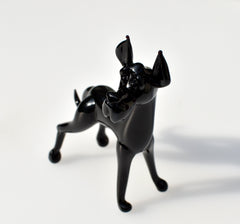 Black Glass Great Dane. Detailed figurine with a lot of character and personality.  Excellent addition to your glass menagerie collection.