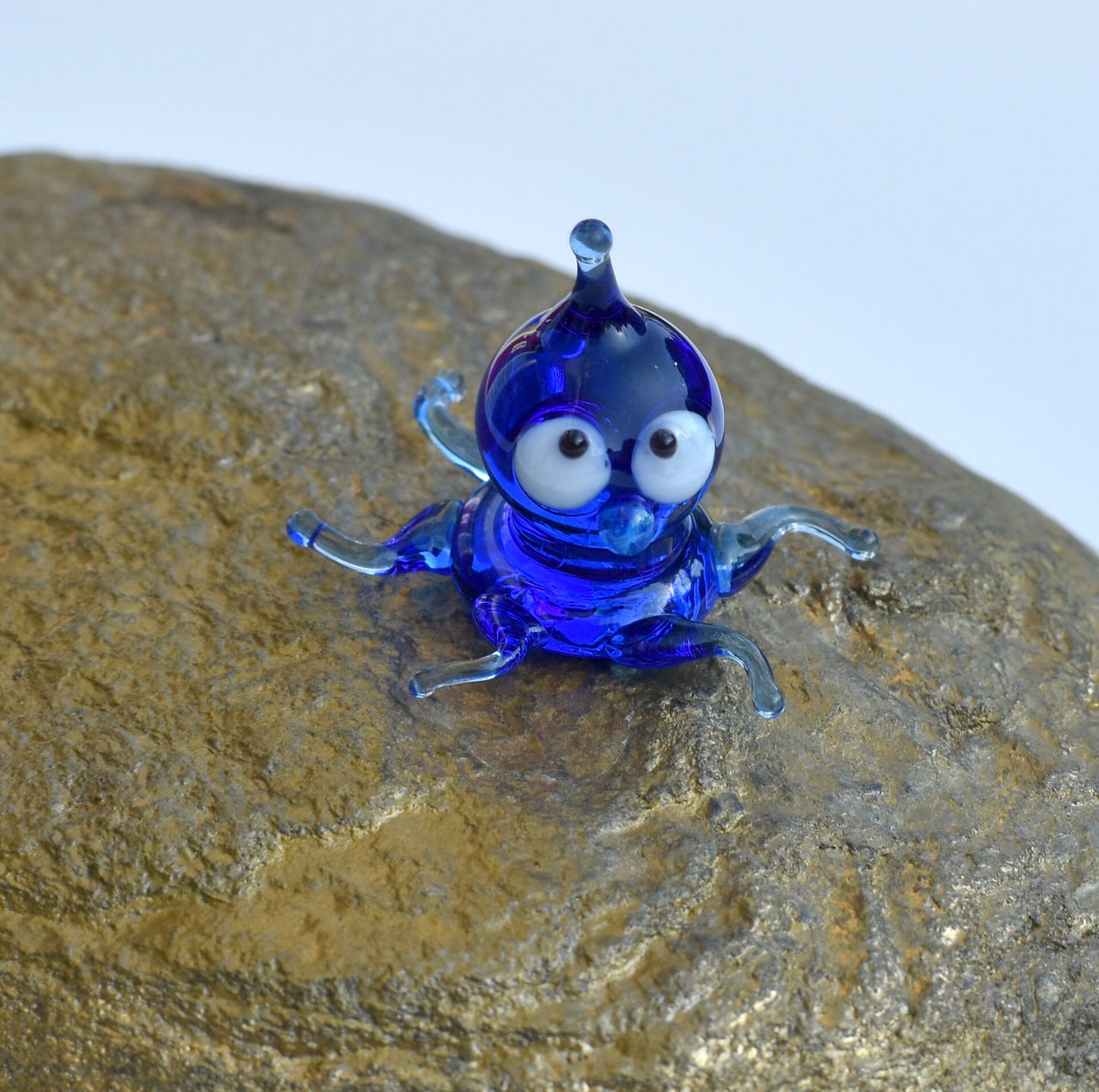 Lampwork Glass Miniature Octopus: Whimsical Blue Sea Creature
