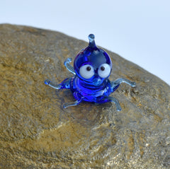 Lampwork Glass Miniature Octopus: Whimsical Blue Sea Creature