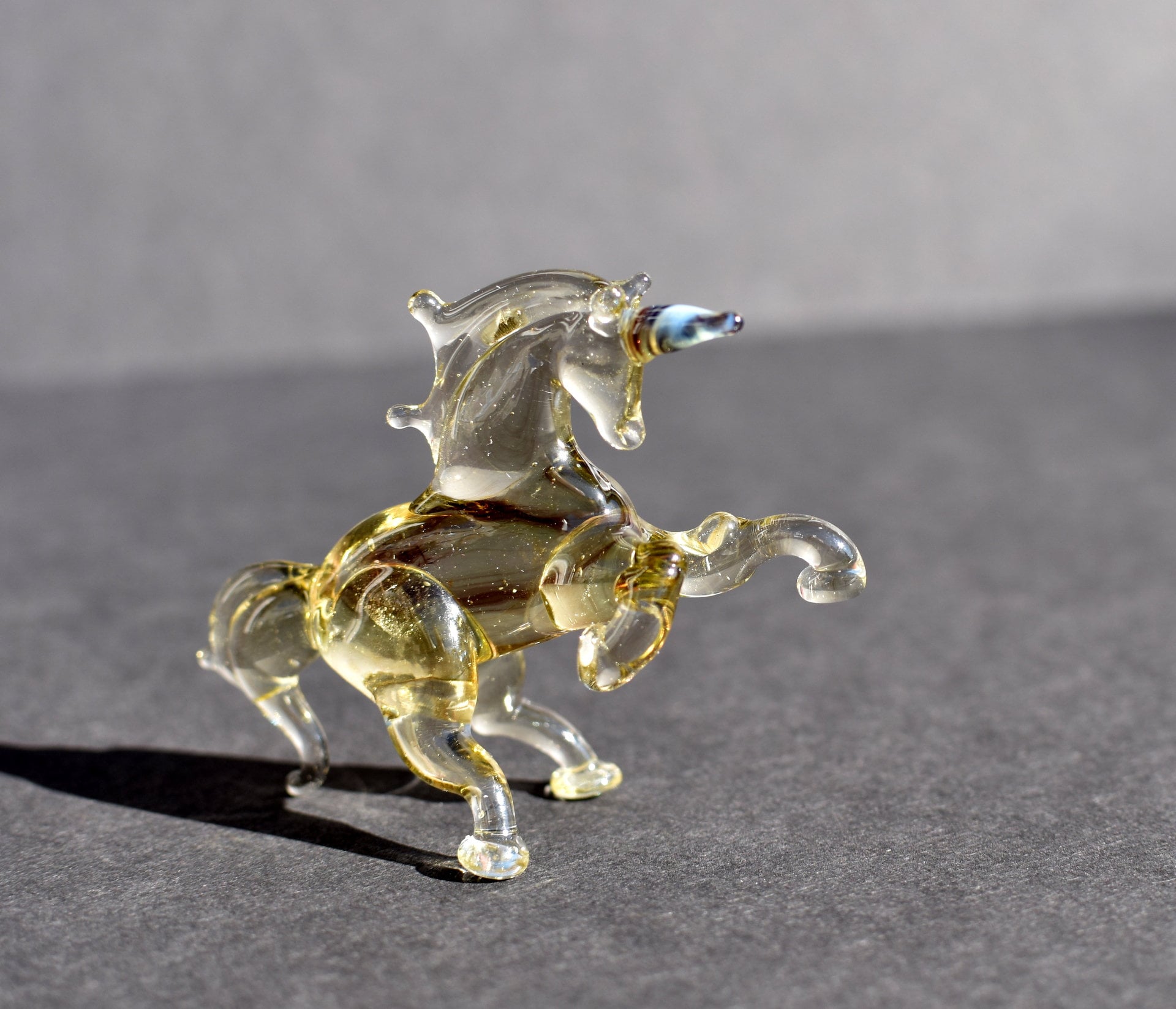 Glass Unicorn. Whimsical figurine with a lot of character and personality. Excellent addition to your glass collection, unique gift.