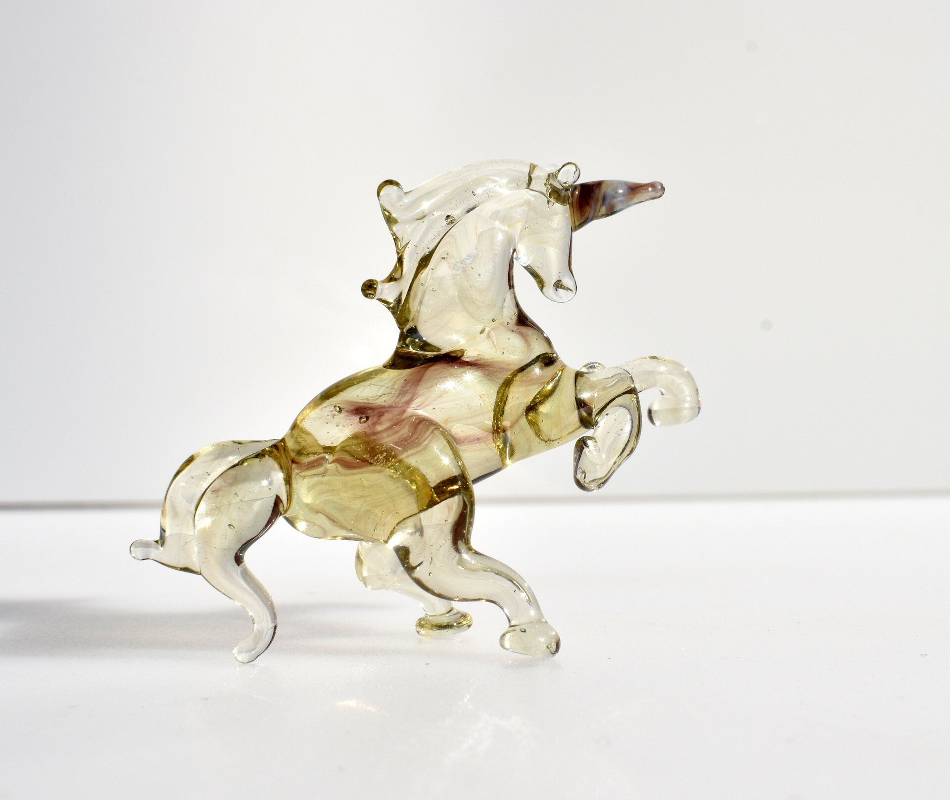Glass Unicorn. Whimsical figurine with a lot of character and personality. Excellent addition to your glass collection, unique gift.