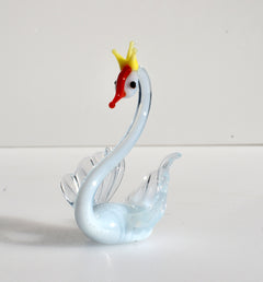 Handmade Glass Swan Figurine: Collectible Art Glass Sculpture