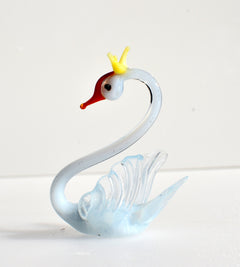 Handmade Glass Swan Figurine: Collectible Art Glass Sculpture