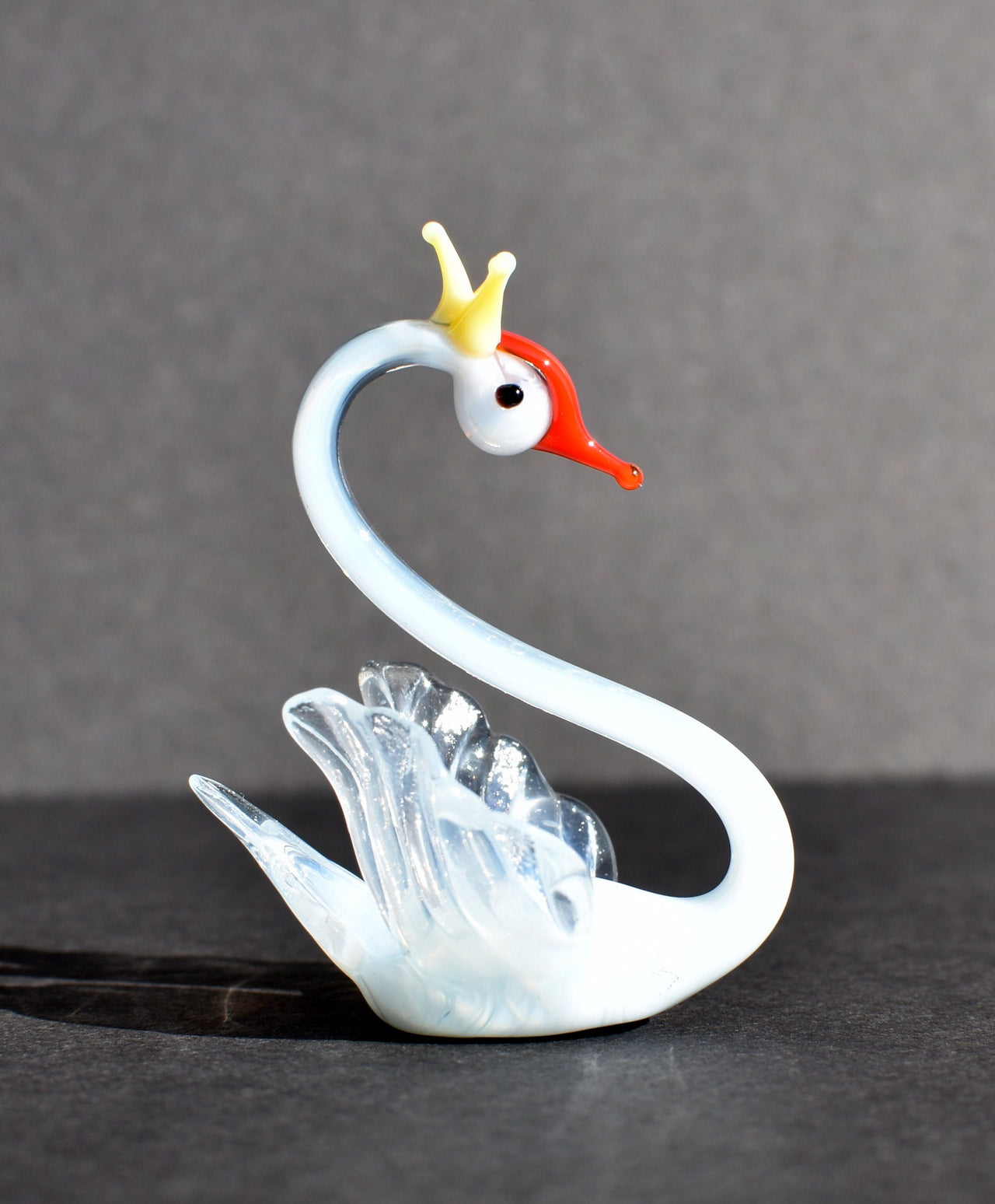 Handmade Glass Swan Figurine: Collectible Art Glass Sculpture