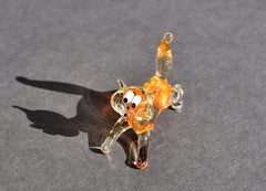 Handmade Glass Orange Cat Figurine: Whimsical Art Sculpture