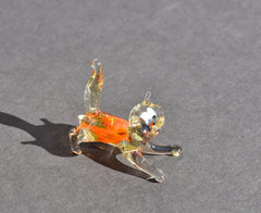 Handmade Glass Orange Cat Figurine: Whimsical Art Sculpture