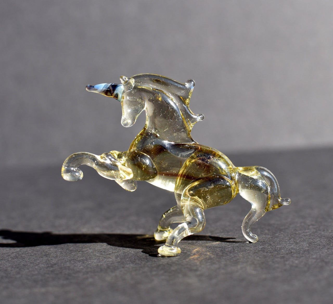 Glass Unicorn. Whimsical figurine with a lot of character and personality. Excellent addition to your glass collection, unique gift.