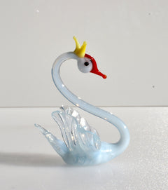 Handmade Glass Swan Figurine: Collectible Art Glass Sculpture