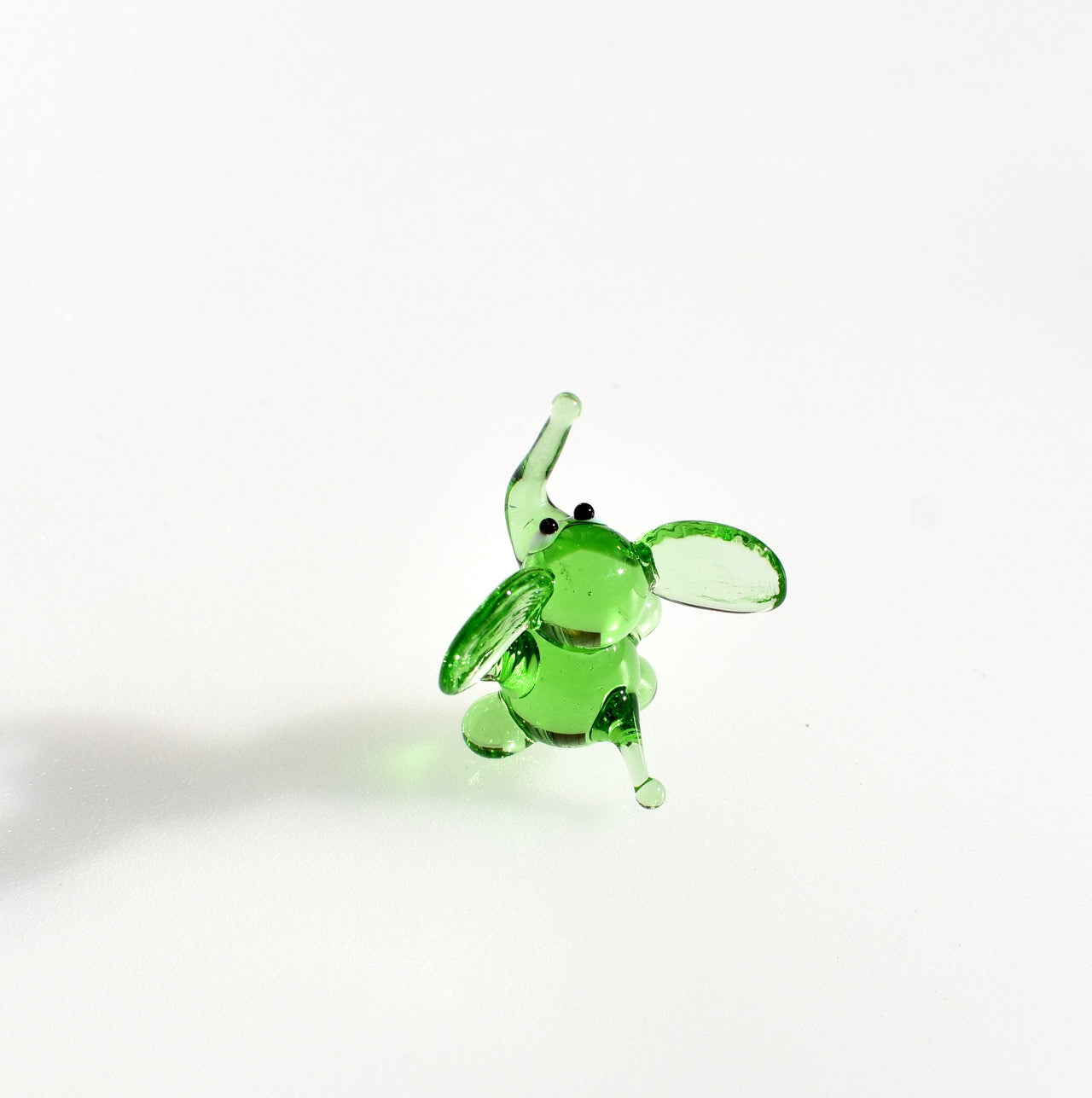 Hand Blown Green Glass Elephant Figurine – Lucky Miniature Sculpture