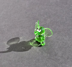 Hand Blown Green Glass Elephant Figurine – Lucky Miniature Sculpture