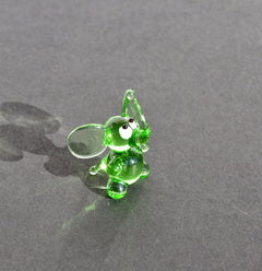 Hand Blown Green Glass Elephant Figurine – Lucky Miniature Sculpture