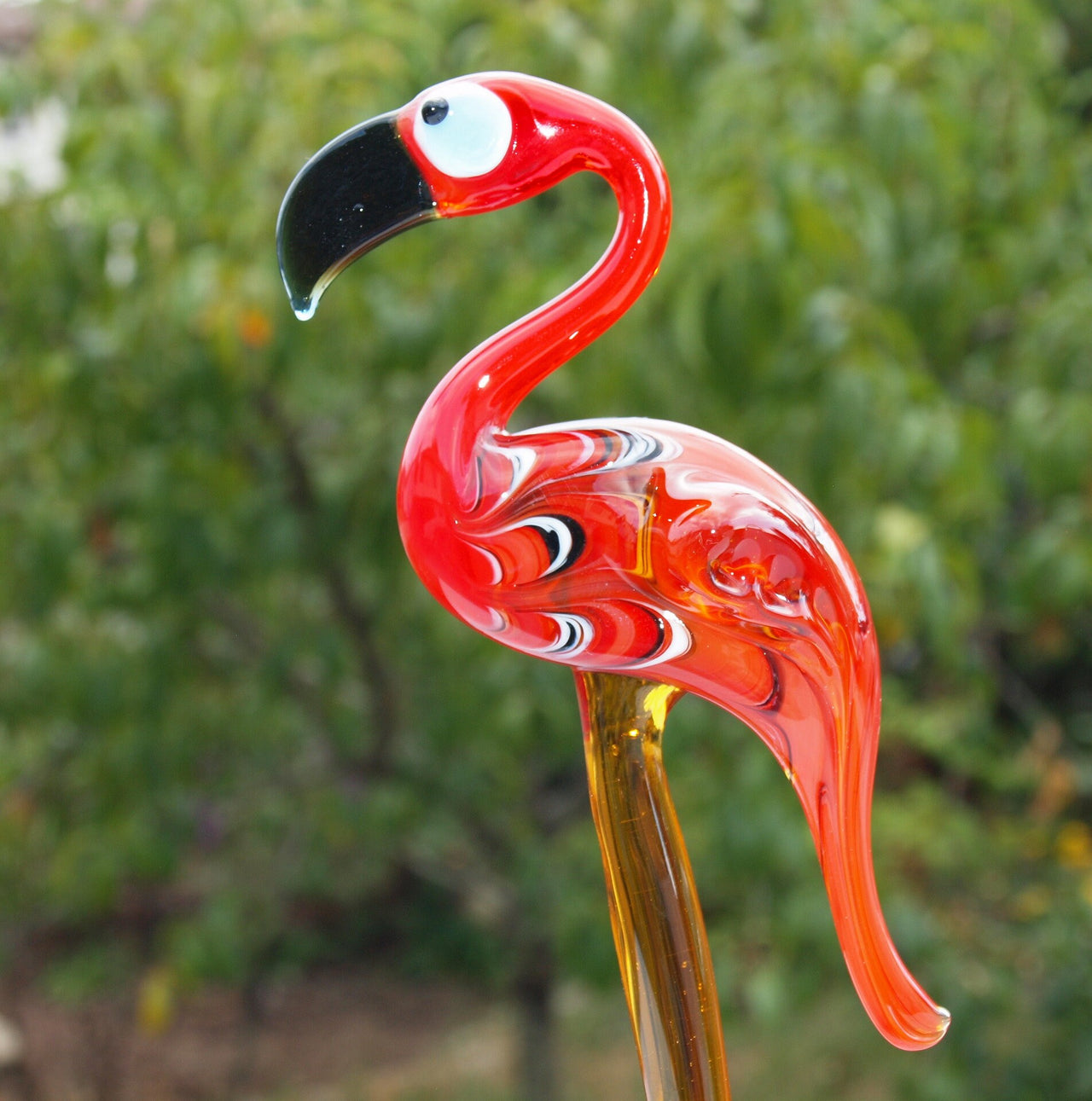 Handmade Glass Flamingo Figurine: Collectible Art Glass Sculpture