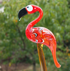 Handmade Glass Flamingo Figurine: Collectible Art Glass Sculpture