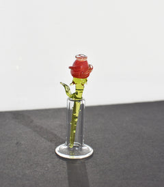 Hand Blown Glass Rose in Vase - Mini Glass Flower - Romantic Mothers Day Gifts for Her