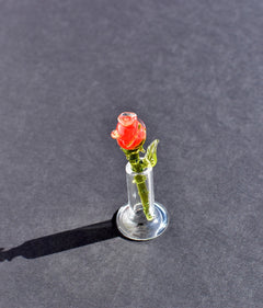 Mini Glass Rose in Vase: Handmade Sentimental Keepsake