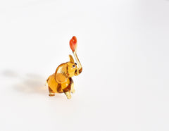 Tiny Glass Elephant Miniature: Whimsical Heart Figurine