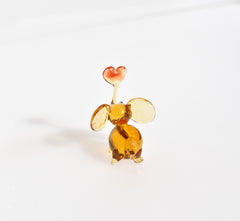 Tiny Glass Elephant Miniature: Whimsical Heart Figurine