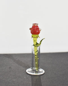 Mini Glass Rose in Vase: Handmade Sentimental Keepsake