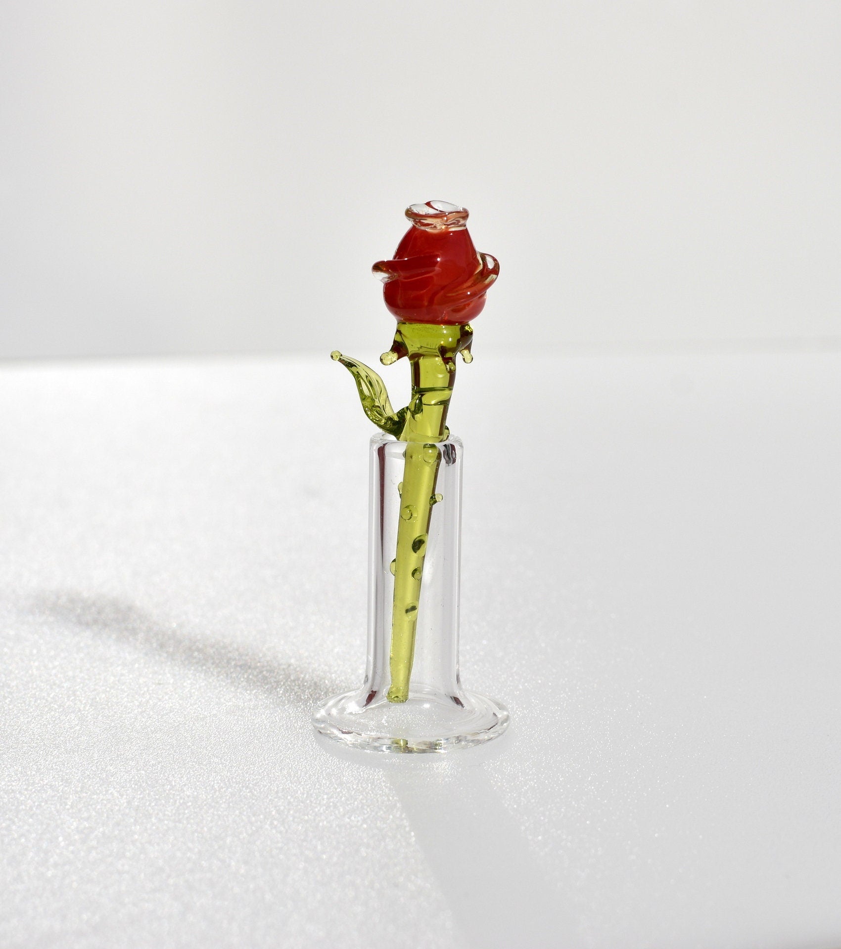 Mini Glass Rose in Vase: Handmade Sentimental Keepsake