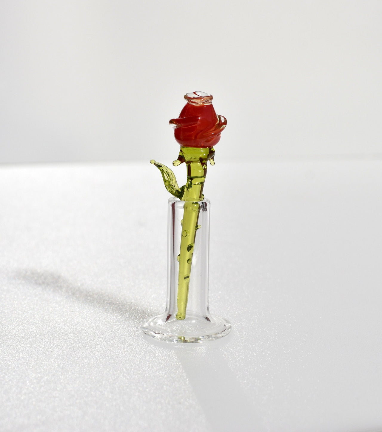 Hand Blown Glass Rose in Vase - Mini Glass Flower - Romantic Mothers Day Gifts for Her
