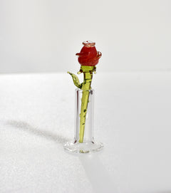 Hand Blown Glass Rose in Vase - Mini Glass Flower - Romantic Mothers Day Gifts for Her