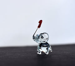 Hand Blown Glass Elephant Figurine: Red Heart, Miniature Sculpture