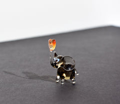 Cute tiny elephant with heart, whimsical, Lamp work miniature character from Glass Menagerie, Unique gift.