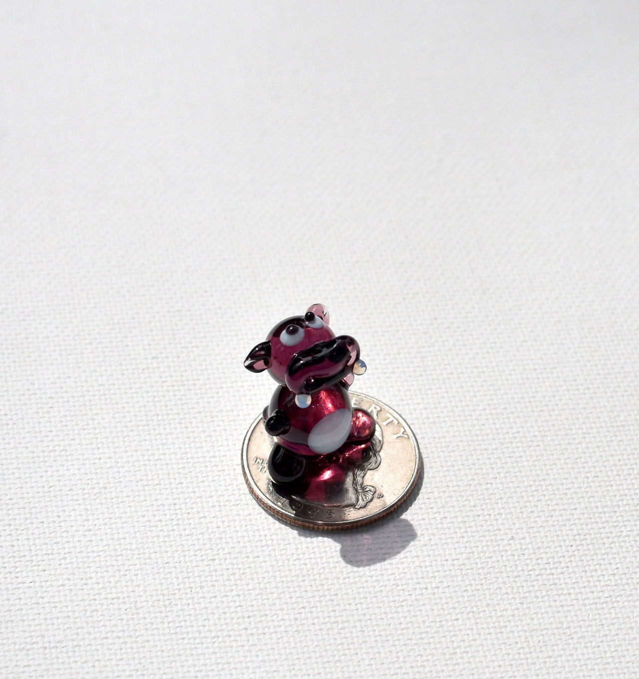 Miniature Purple Glass Hippo Figurine: Handblown Animal Sculpture