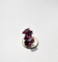 Miniature Purple Glass Hippo Figurine: Handblown Animal Sculpture