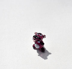 Miniature Purple Glass Hippo Figurine: Handblown Animal Sculpture