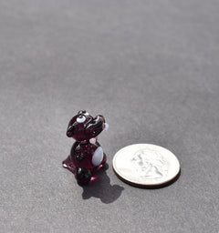 Miniature Purple Glass Hippo Figurine: Handblown Animal Sculpture