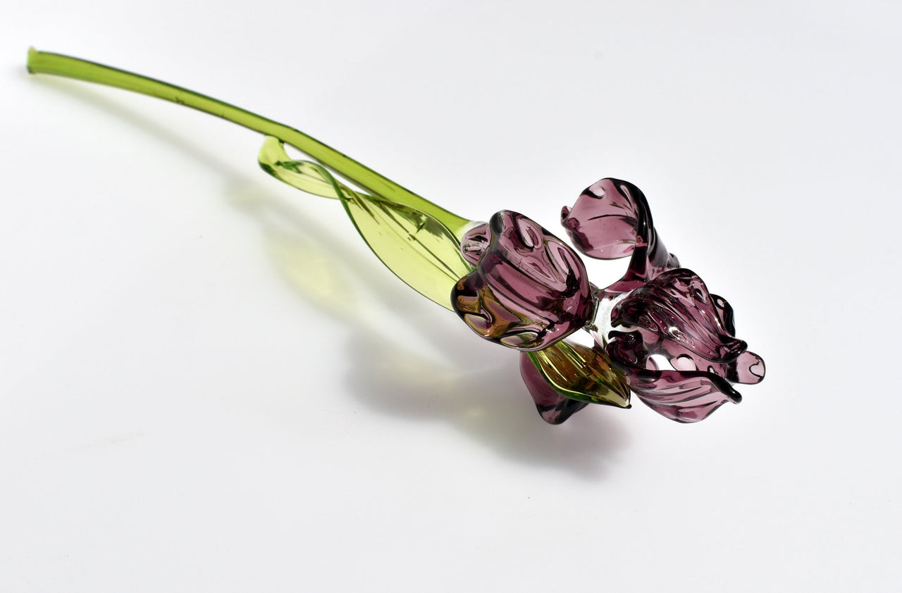 Glass Iris Flower, Purple Glass Flowers, February Birth Flower, Glass Birth Month Flower Bouquet, Iris Glass, Iris Art, February Birthday