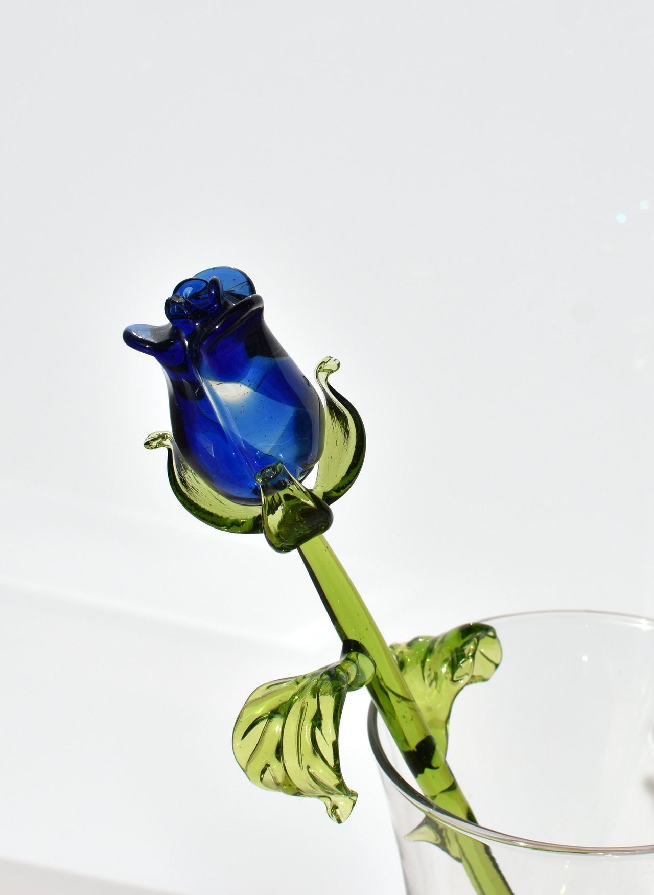 Glass Flower Bouquet - Handmade Glass Flowers Rose - Blown Glass Flowers - Blue Glass Rose - Mothers Day Gifts for Her