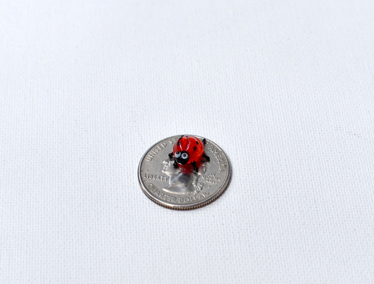 Miniature Glass Ladybug Figurine: Handblown Red Insect Sculpture