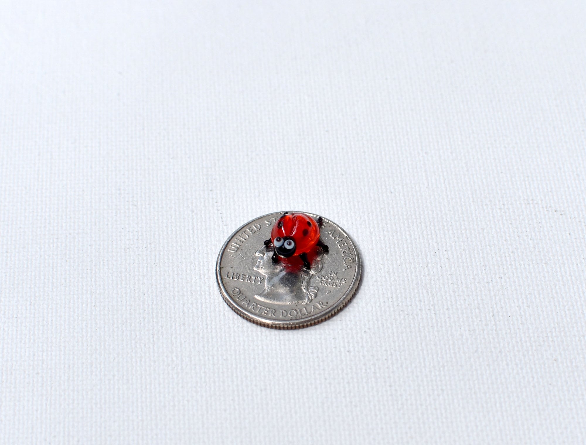 Miniature Glass Ladybug Figurine: Handblown Red Insect Sculpture
