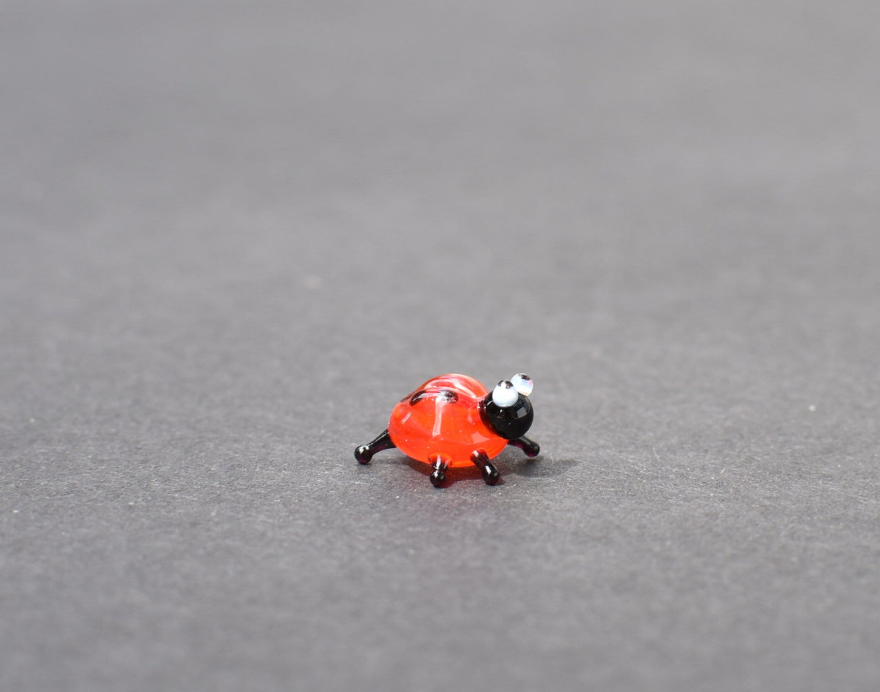 Miniature Glass Ladybug Figurine: Handblown Red Insect Sculpture