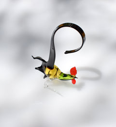 Colorful Glass Rooster Figurine: Hand-Blown Art Glass Sculpture