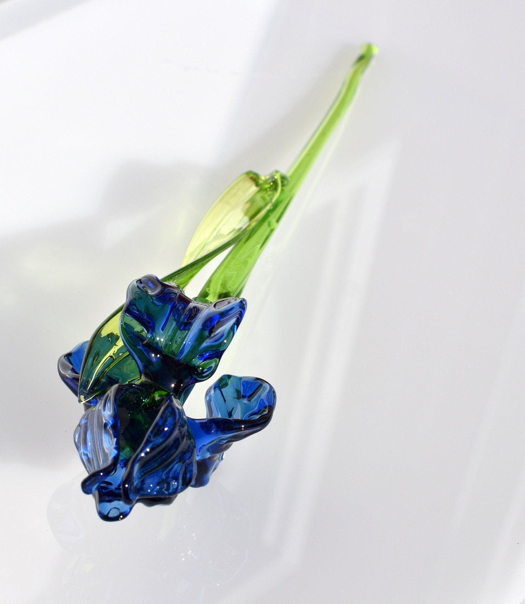 Blue Glass Iris, Blown Glass Flowers, Glass Flower Bouquet, Spring Home Decor Centerpiece, Eternal Flowers, Blown Glass Art Mothers Day Gift