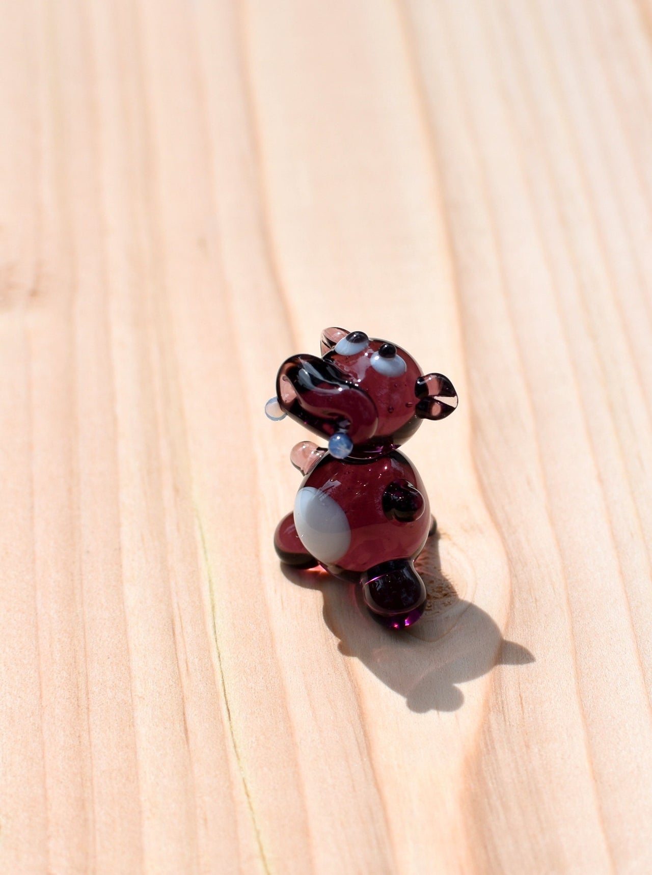 Miniature Purple Glass Hippo Figurine: Handblown Animal Sculpture