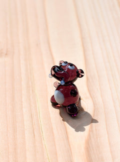 Miniature Purple Glass Hippo Figurine: Handblown Animal Sculpture