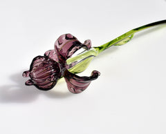 Glass Iris Flower, Purple Glass Flowers, February Birth Flower, Glass Birth Month Flower Bouquet, Iris Glass, Iris Art, February Birthday