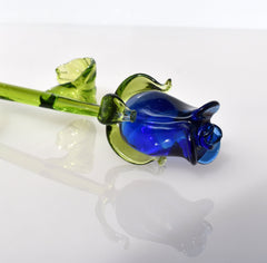 Glass Flower Bouquet - Handmade Glass Flowers Rose - Blown Glass Flowers - Blue Glass Rose - Mothers Day Gifts for Her