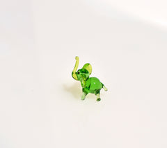 Miniature Green Elephant: Whimsical Handmade Glass Figurine