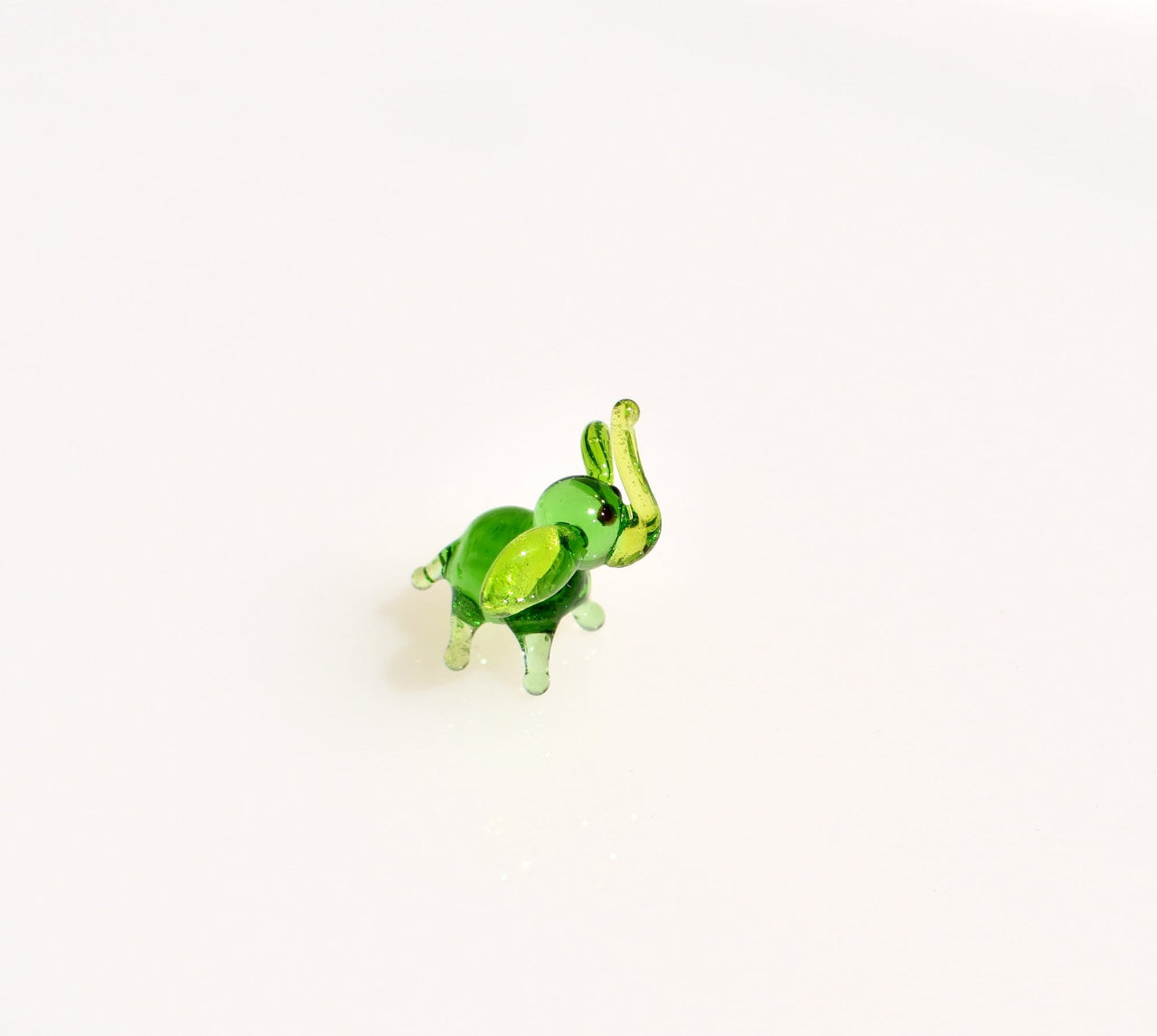 Miniature Green Elephant: Whimsical Handmade Glass Figurine