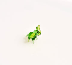 Miniature Green Elephant: Whimsical Handmade Glass Figurine