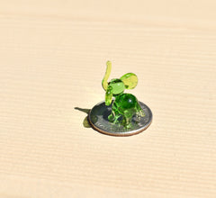 Miniature Green Elephant: Whimsical Handmade Glass Figurine