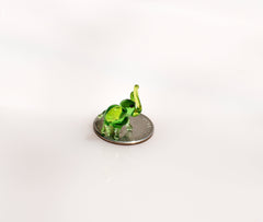 Miniature Green Elephant: Whimsical Handmade Glass Figurine