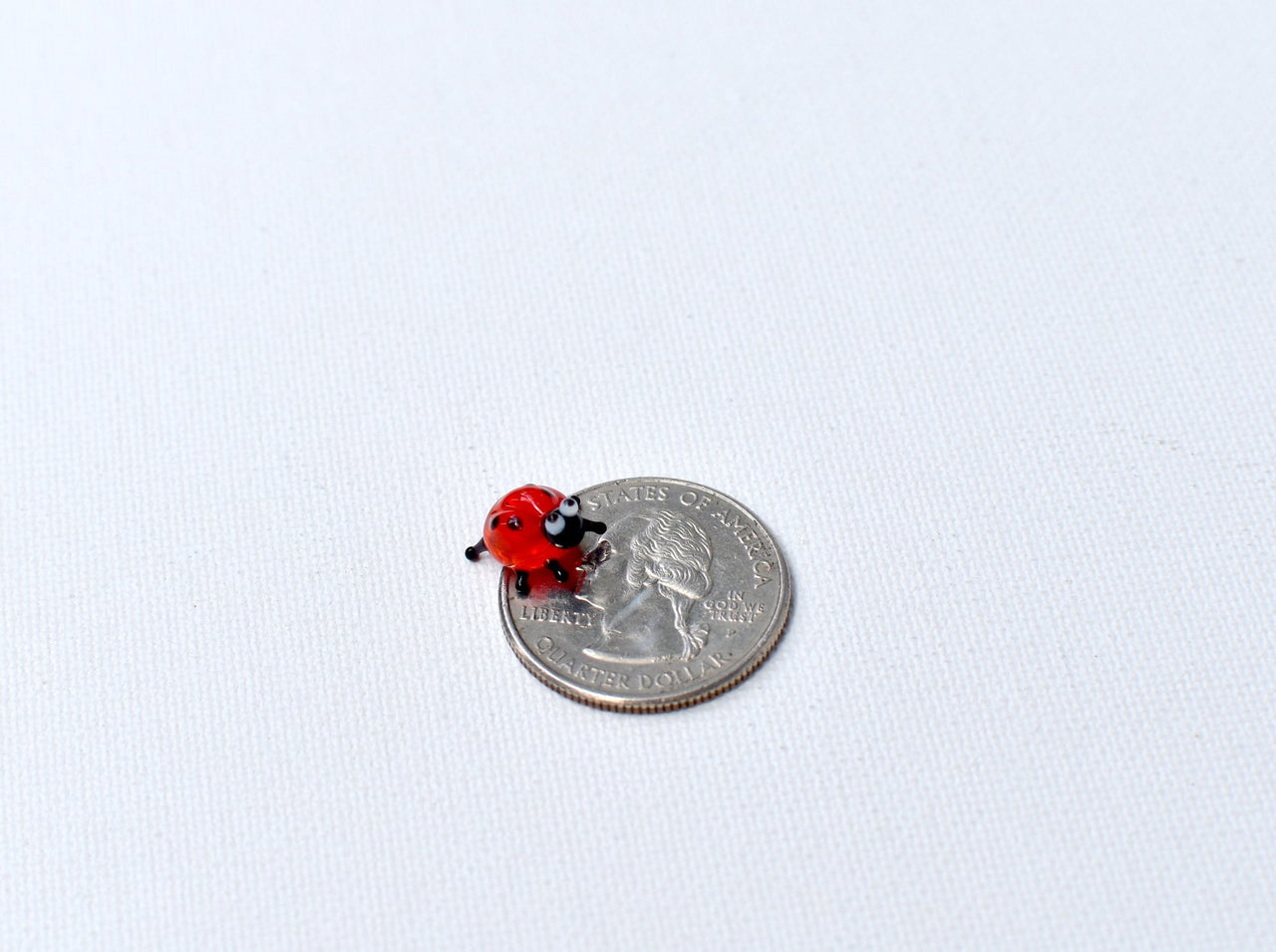 Miniature Glass Ladybug Figurine: Handblown Red Insect Sculpture